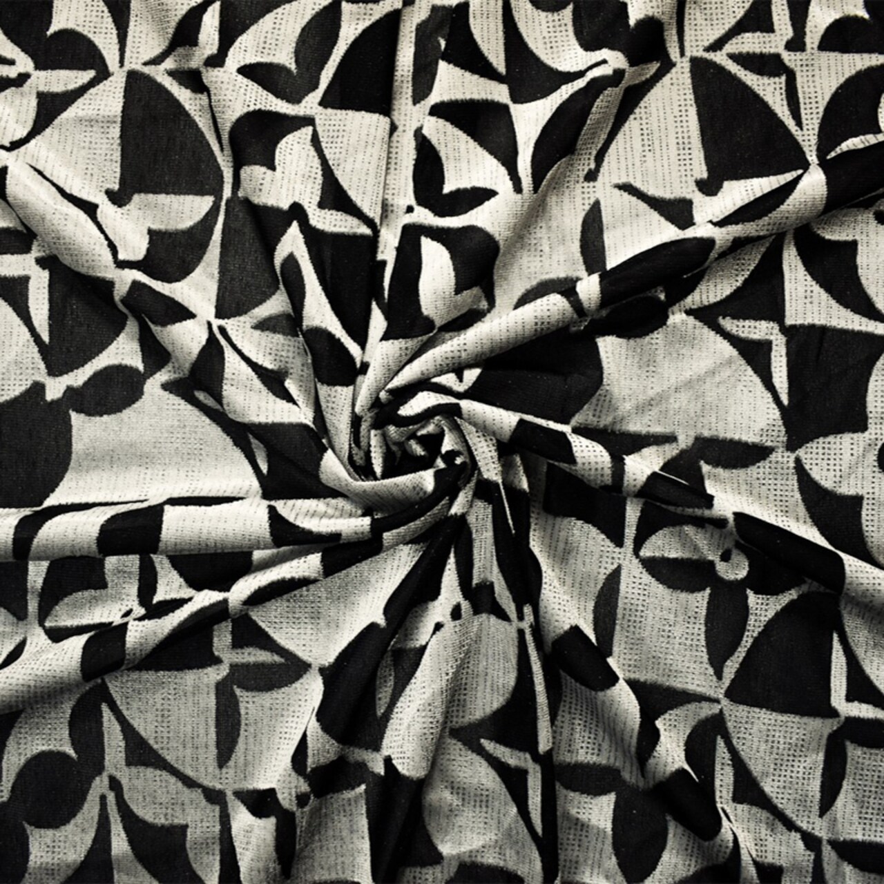 Silver-Black Rayon-Poly Abstract Burnout Velvet Mesh Knit Fabric By the Yard